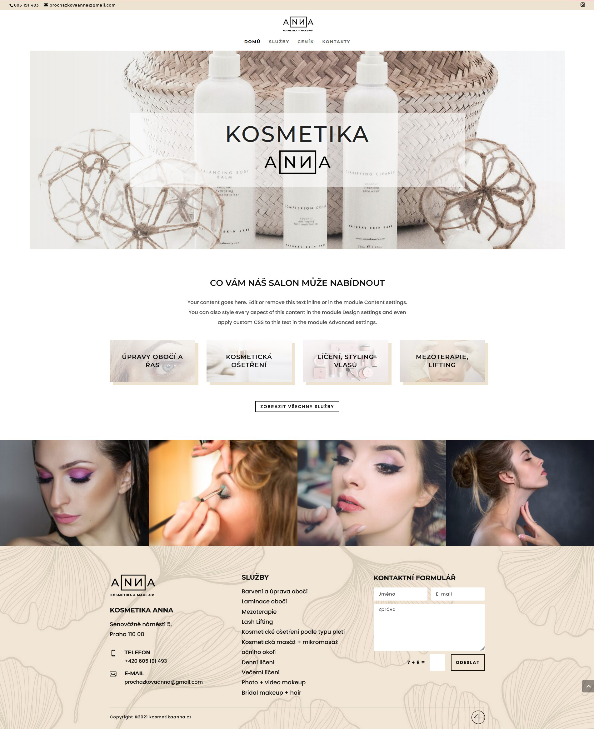 Tvorba webu pro kosmetické studio